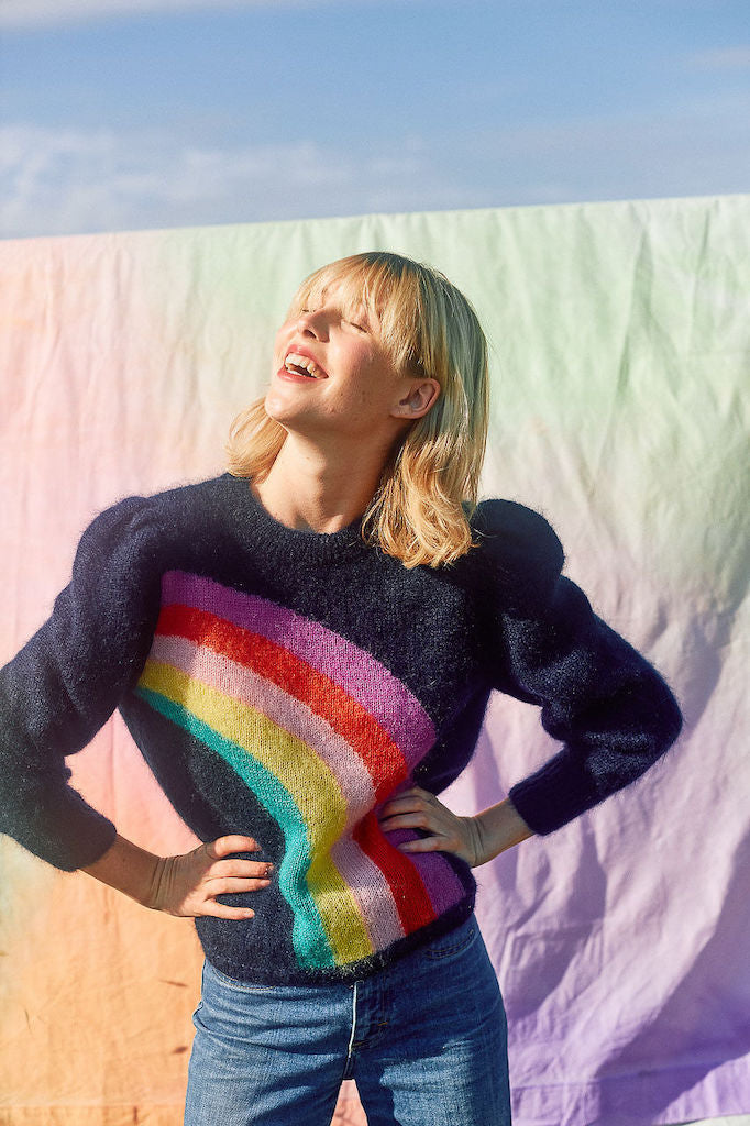 Navy clearance rainbow sweater