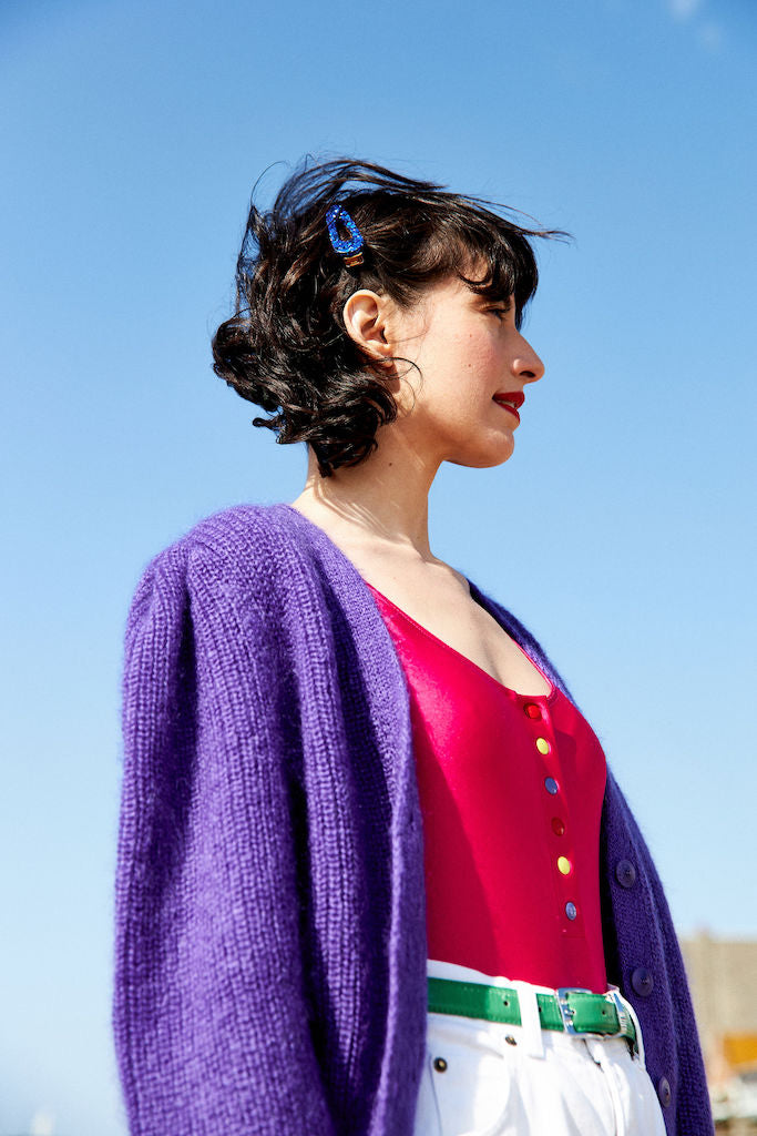 Elsa purple cardigan Mohair sweater